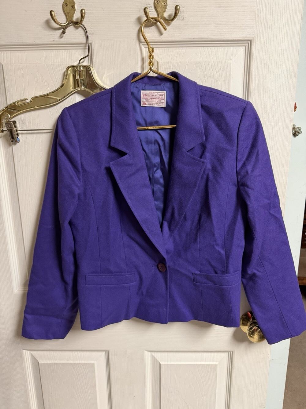 Vnt PENDLETON PURPLE SUIT 29x27 SKIRT BLAZER 36w CLASSIC SET Sz 12 VIRGIN WOOL